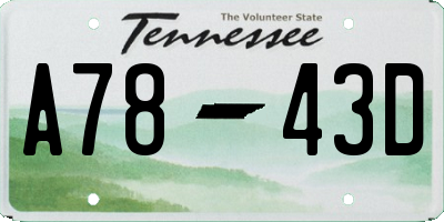 TN license plate A7843D