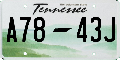 TN license plate A7843J