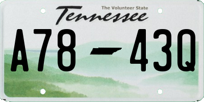 TN license plate A7843Q