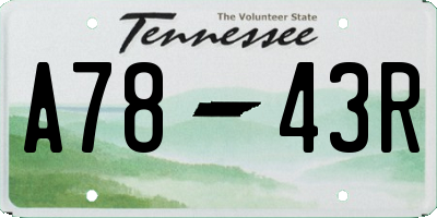 TN license plate A7843R