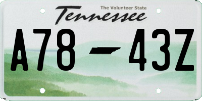 TN license plate A7843Z