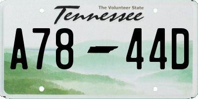 TN license plate A7844D