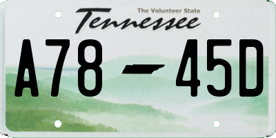 TN license plate A7845D