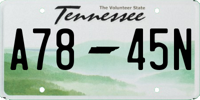 TN license plate A7845N