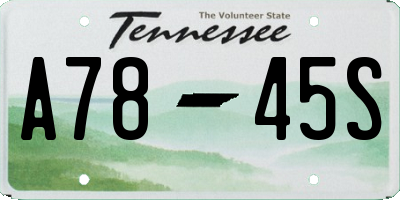 TN license plate A7845S