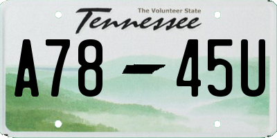 TN license plate A7845U