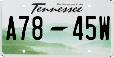 TN license plate A7845W
