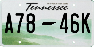 TN license plate A7846K