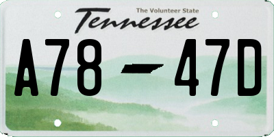 TN license plate A7847D