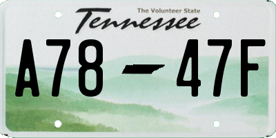TN license plate A7847F