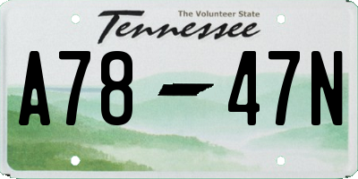 TN license plate A7847N