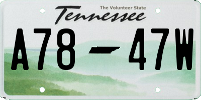 TN license plate A7847W
