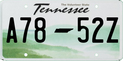 TN license plate A7852Z