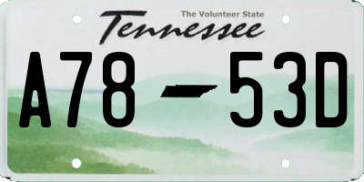 TN license plate A7853D