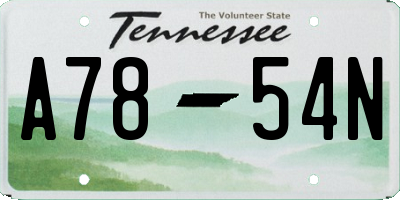 TN license plate A7854N