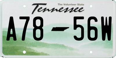 TN license plate A7856W