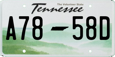 TN license plate A7858D