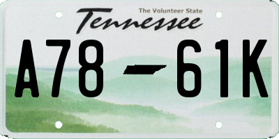 TN license plate A7861K