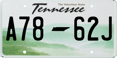 TN license plate A7862J
