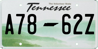 TN license plate A7862Z