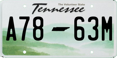 TN license plate A7863M