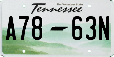 TN license plate A7863N