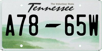 TN license plate A7865W