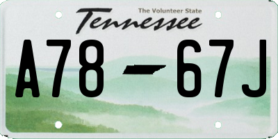 TN license plate A7867J