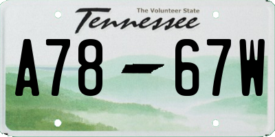 TN license plate A7867W