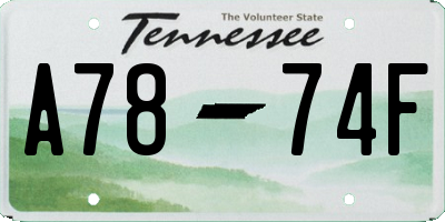 TN license plate A7874F