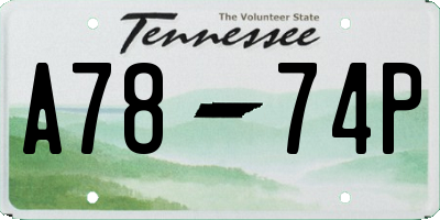 TN license plate A7874P
