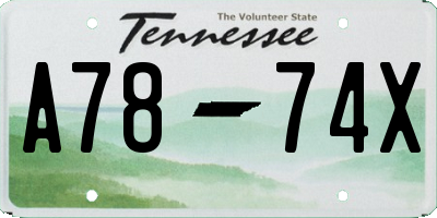 TN license plate A7874X
