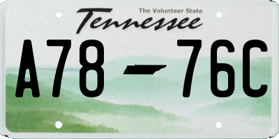 TN license plate A7876C