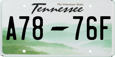 TN license plate A7876F