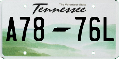 TN license plate A7876L
