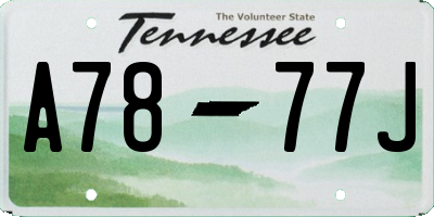 TN license plate A7877J
