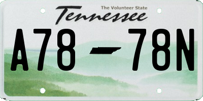 TN license plate A7878N