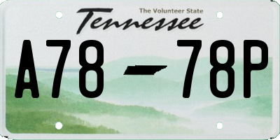 TN license plate A7878P
