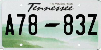 TN license plate A7883Z