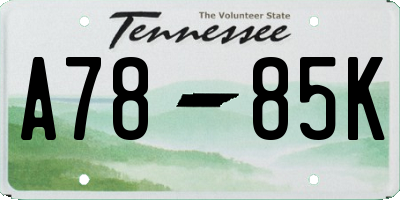 TN license plate A7885K