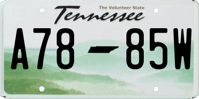 TN license plate A7885W
