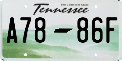 TN license plate A7886F