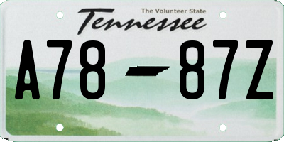 TN license plate A7887Z