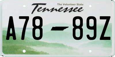 TN license plate A7889Z
