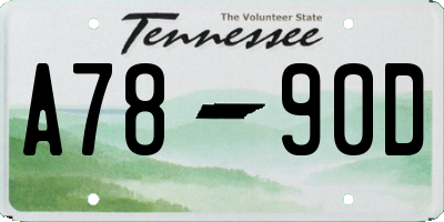 TN license plate A7890D