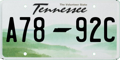 TN license plate A7892C