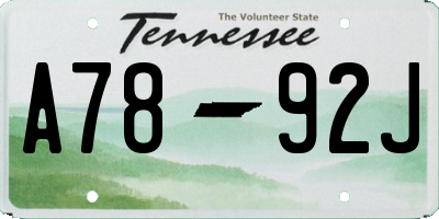 TN license plate A7892J