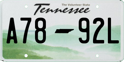 TN license plate A7892L