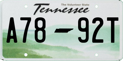 TN license plate A7892T