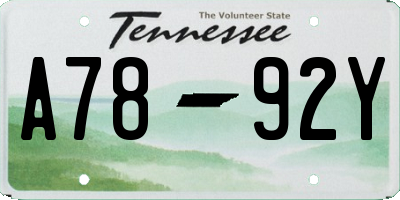 TN license plate A7892Y